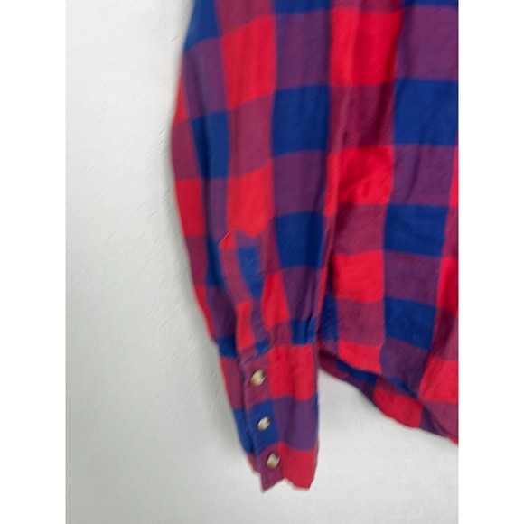 Leara Plaid Snap Button Shirt Red Western Rodeo Vintage Y2K Denim M Medium - Picture 3 of 8